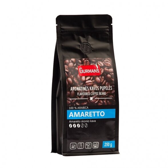 GURMAN'S AMARETTO flavoured coffee beans, 250g