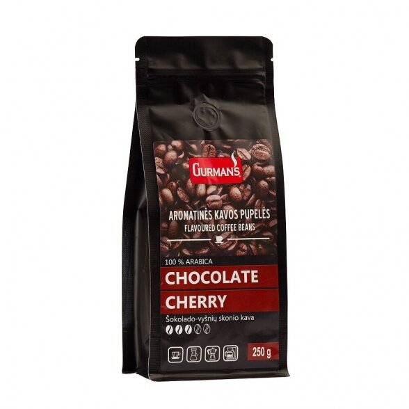 GURMAN'S Chocolate-Cherry flavoured coffee beans, 250g