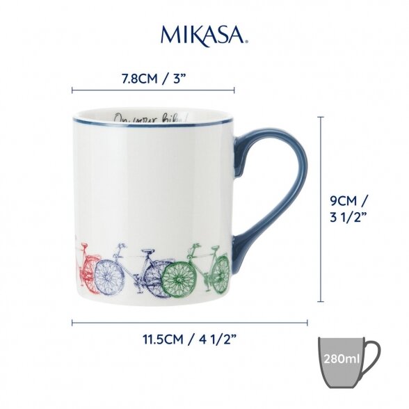 Mikasa Bike Straight-Sided Porcelain Mug, 280ml 3