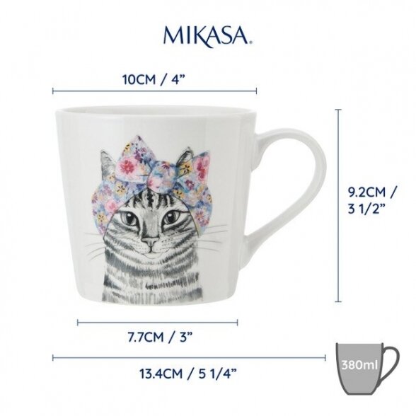 Mikasa Tipperleyhill Cat Print Porcelain Mug, 380ml 4