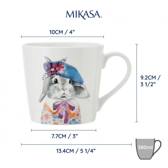 Mikasa Tipperleyhill Rabbit Print Porcelain Mug, 380ml 3