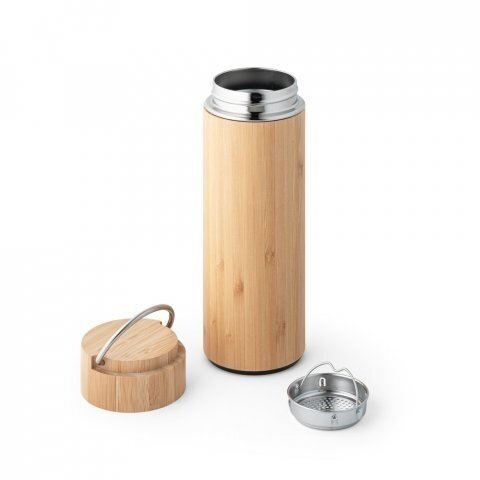 Bamboo and stainless steel thermos 440 mL 1