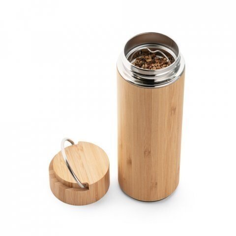 Bamboo and stainless steel thermos 440 mL 2