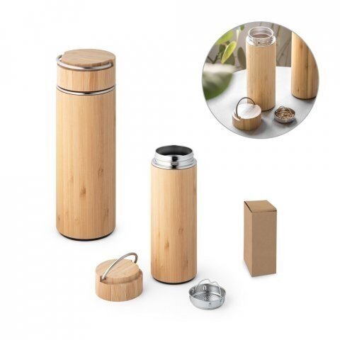 Bamboo and stainless steel thermos 440 mL 3