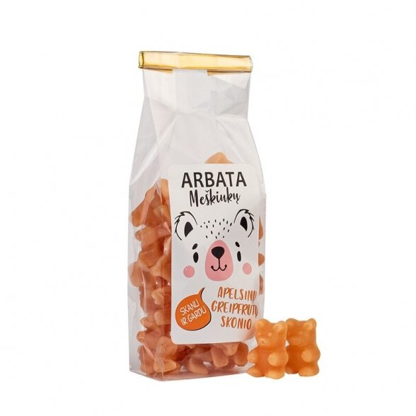 TIRPI ARBATA MEŠKIUKAI, apelsinų-greipfrutų skonio 125g.