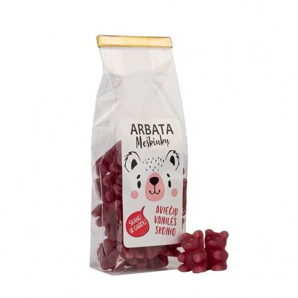 INSTANT TEA BEARS, raspberry - vanilla flavor 125g.